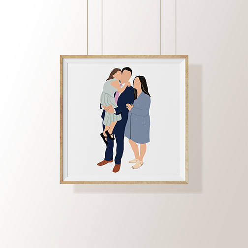 Small family faceless digital portrait